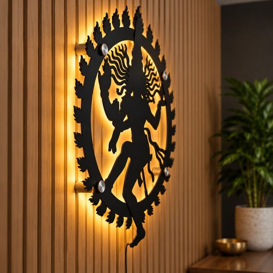 Illuminated Nataraja Black Acrylic Wall Art