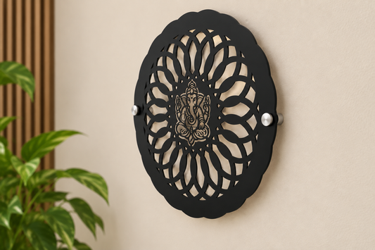 Ganesha Lotus Mandala Wall Art | Non-backlight