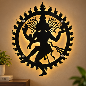 Illuminated Nataraja Black Acrylic Wall Art