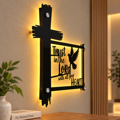 Trust in the Lord Christian Cross Wall Art | With Backlight