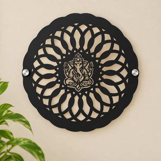 Ganesha Lotus Mandala Wall Art | Non-backlight
