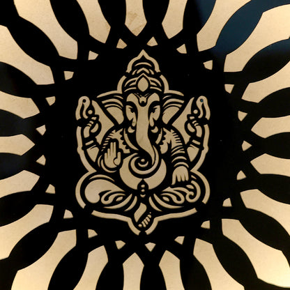 Illuminated Ganesha Lotus Mandala Wall Art